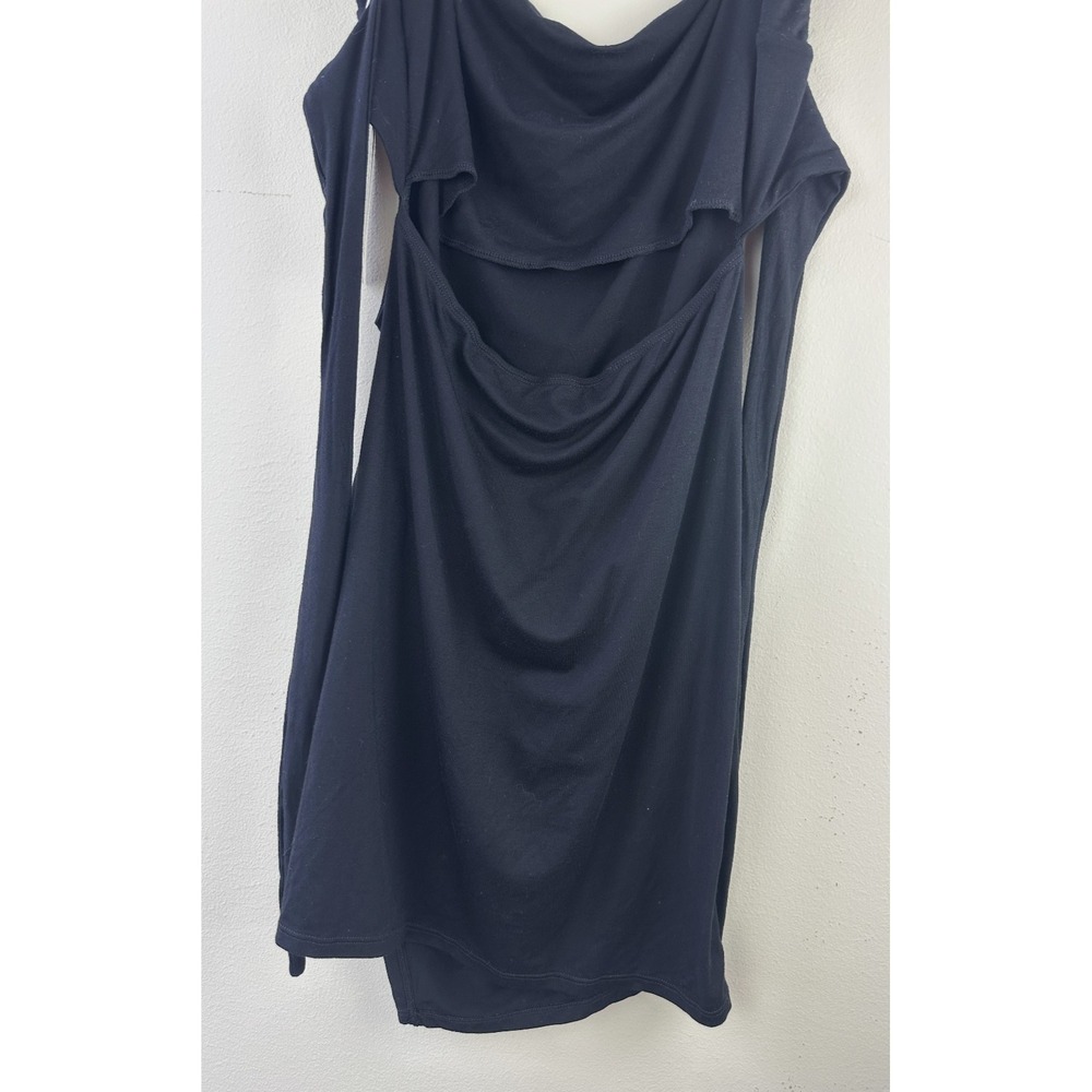 NWT Halara Ruched Tie Back Hem Bodycon Mini Casual Dress Black Small Stretch - Picture 13 of 14